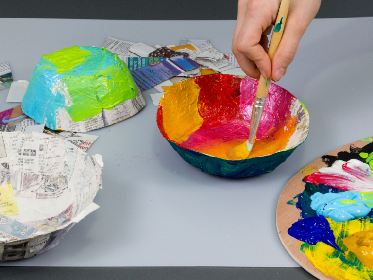 painting paper mache bowl