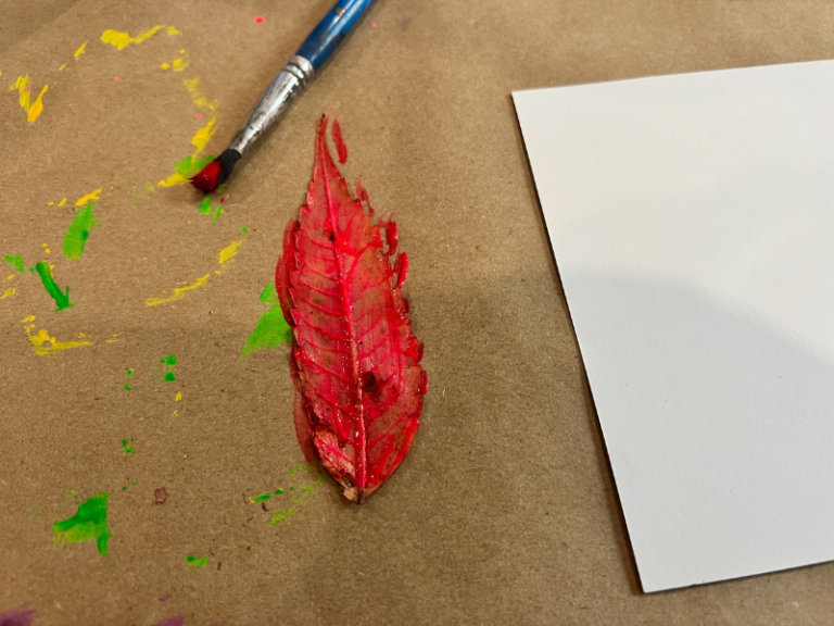 leaf with paint on it