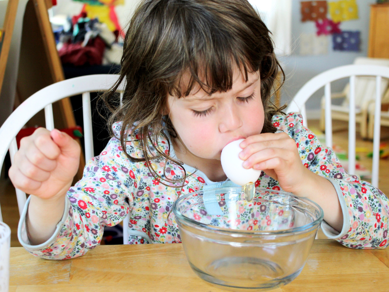 blowing out egg