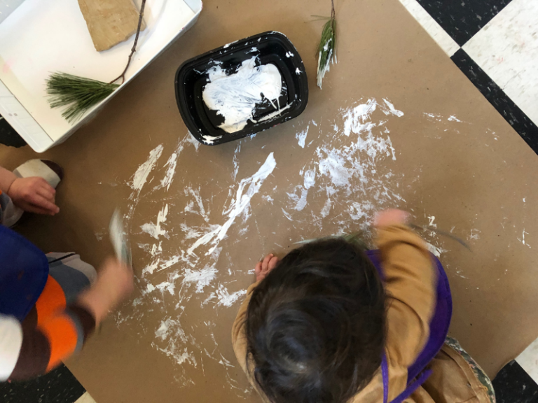 painting with pine branches