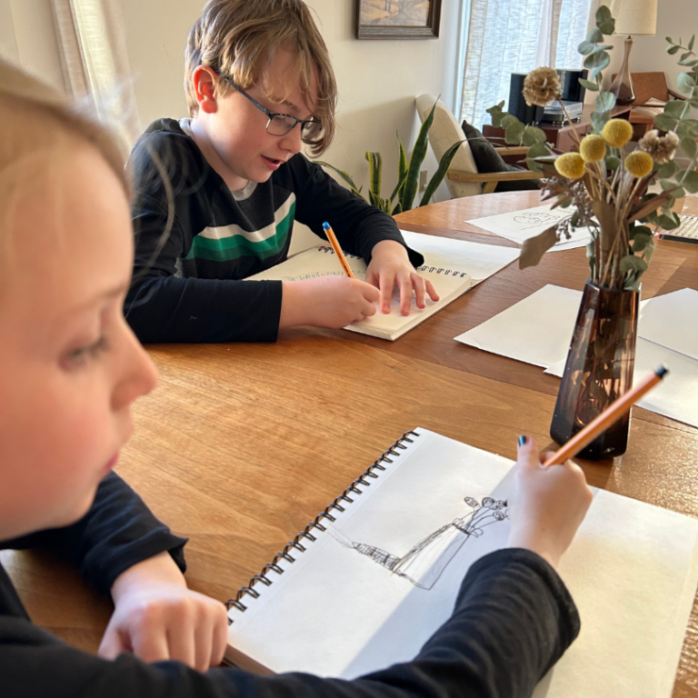 kids doing drawing time