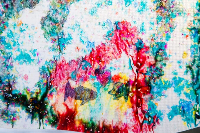 Melted Crayon Stained Glass Art with Sharpie Drawings