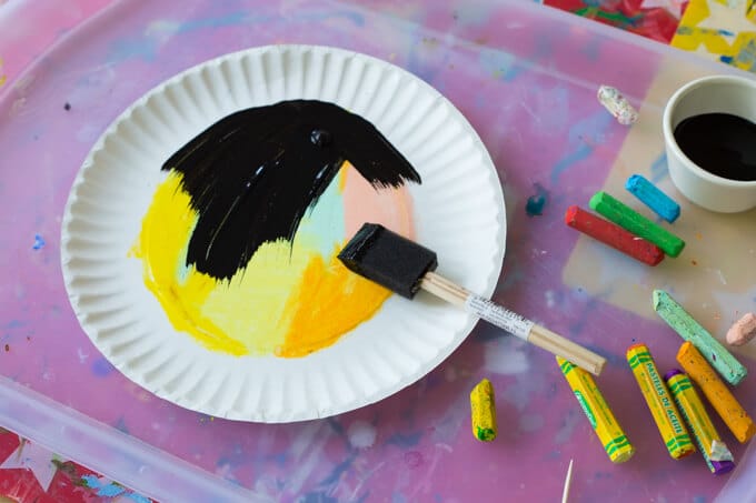 Halloween Scratch Art - Paint Over the Oil Pastel Layer