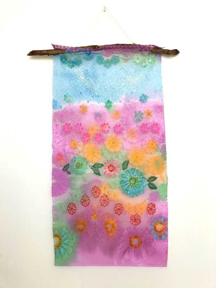 A DIY Painted Lace Wall Hanging