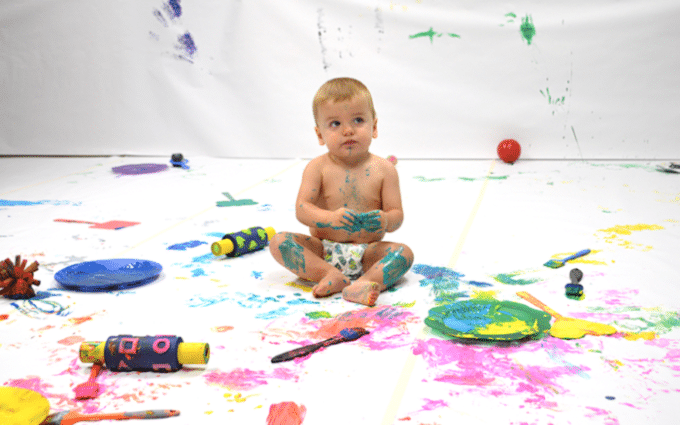 baby with paint