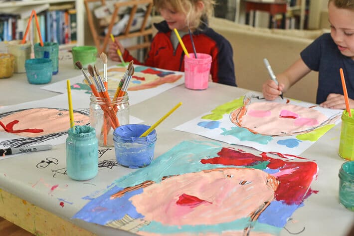 Kids Mother's Day Portraits in Progress