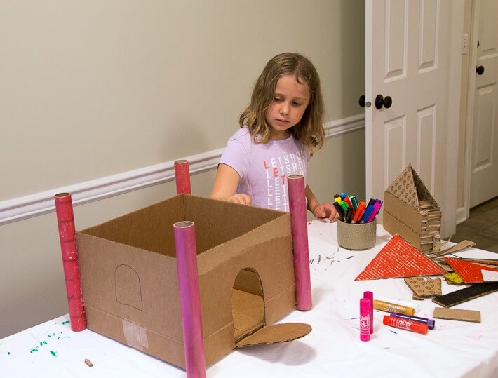 Drawing Windows and Doors onto Cardboard Castle