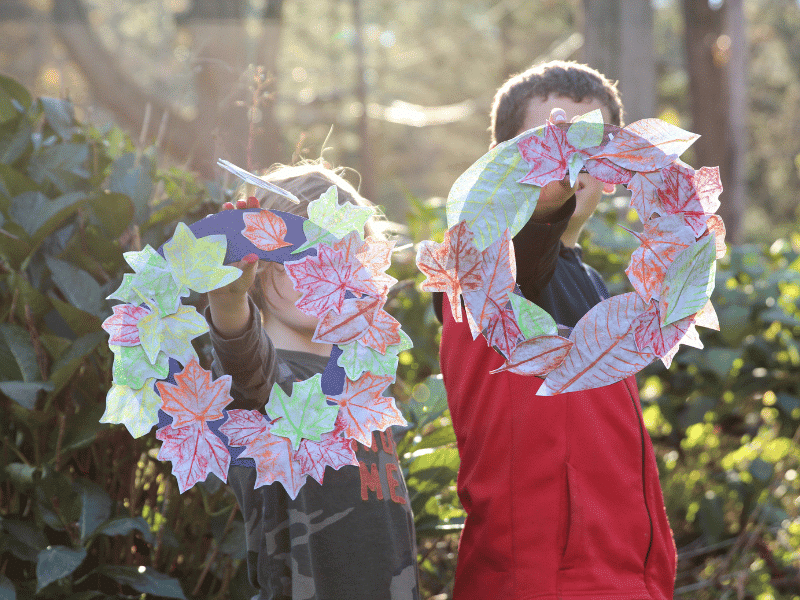 leaf rubbings wreath featured