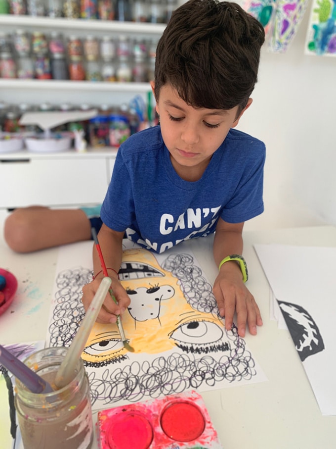 adding color to drawn face