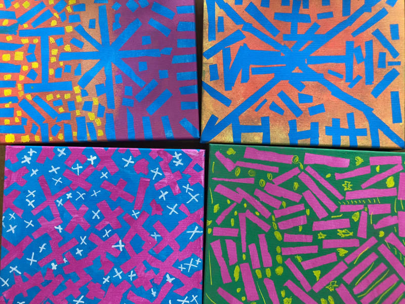 tape resist geometric art