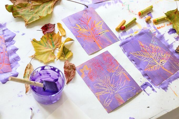 scratch art crafts with fall leaves