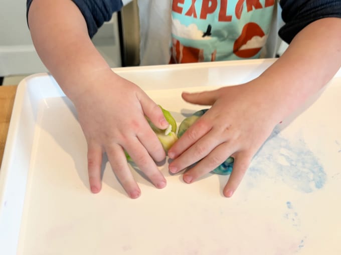 kneading the playdough