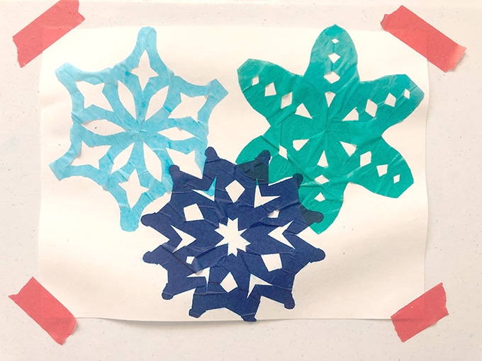 bleeding tissue paper snowflakes