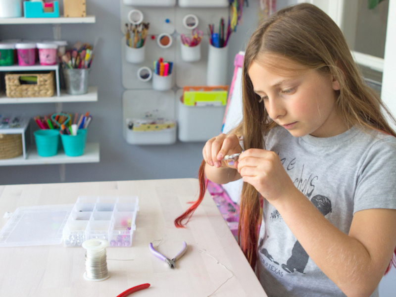 art child doing art in art room
