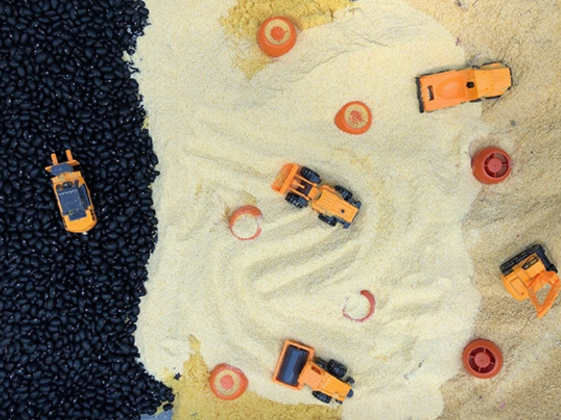 beans and grain sensory play