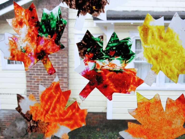 melted crayon leaves