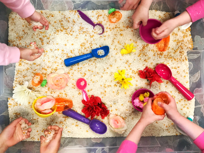 rice sensory play