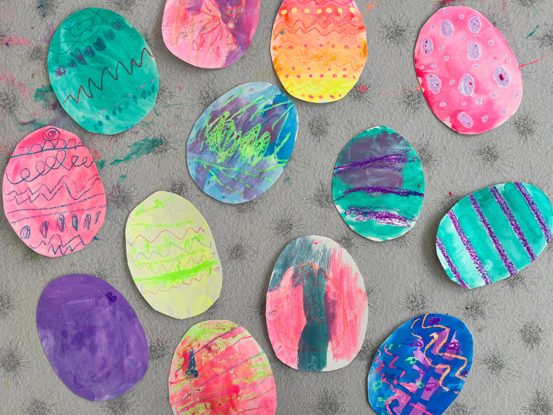 watercolor resist eggs