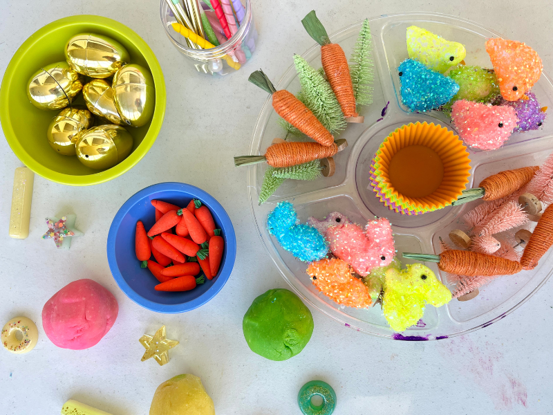easter playdough set up