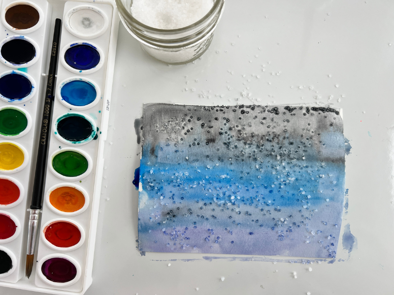 salt on watercolors