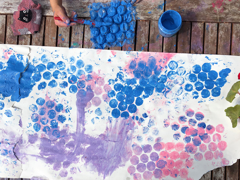 bubble wrap painting