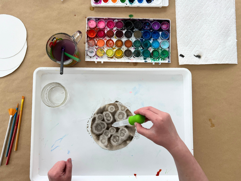 watercolors and rubbing alcohol