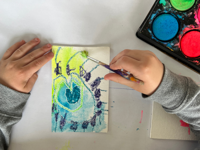 wax resist on canvas