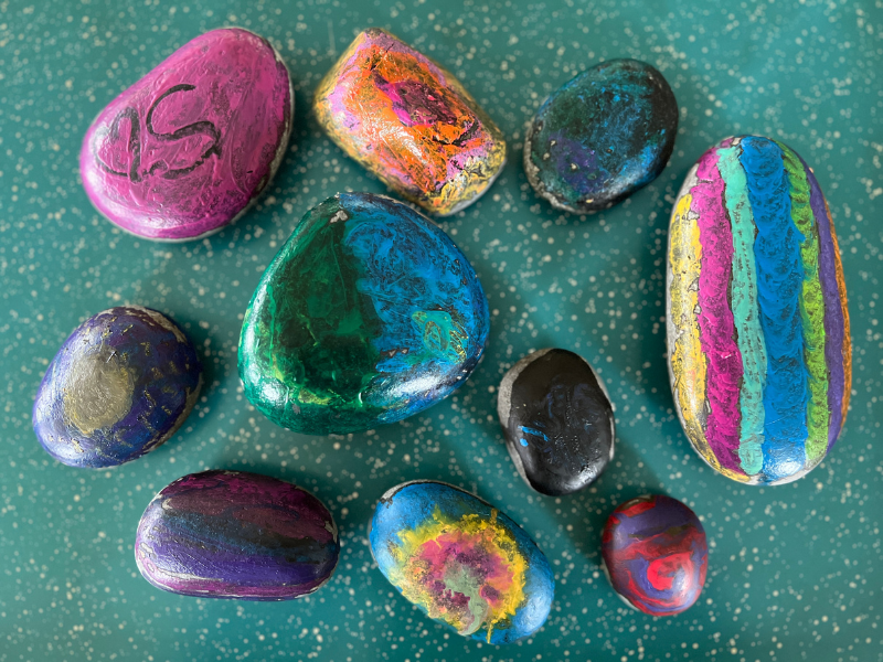 melted crayon rocks