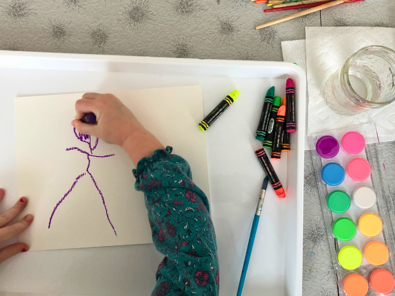 oil pastel and watercolors