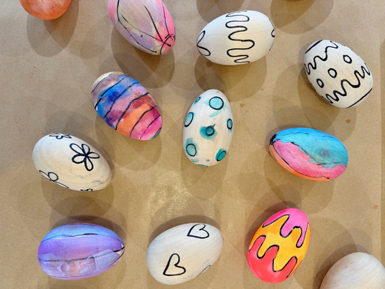 painted wooden eggs