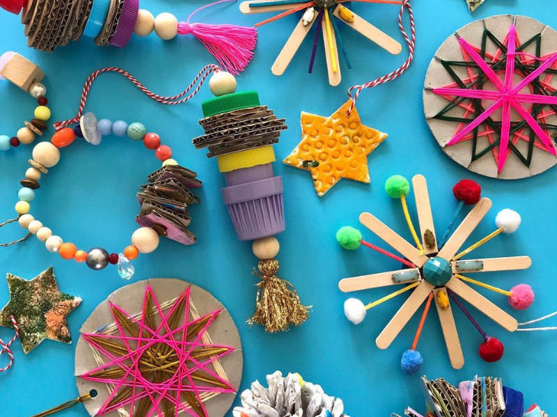 recycled material ornaments