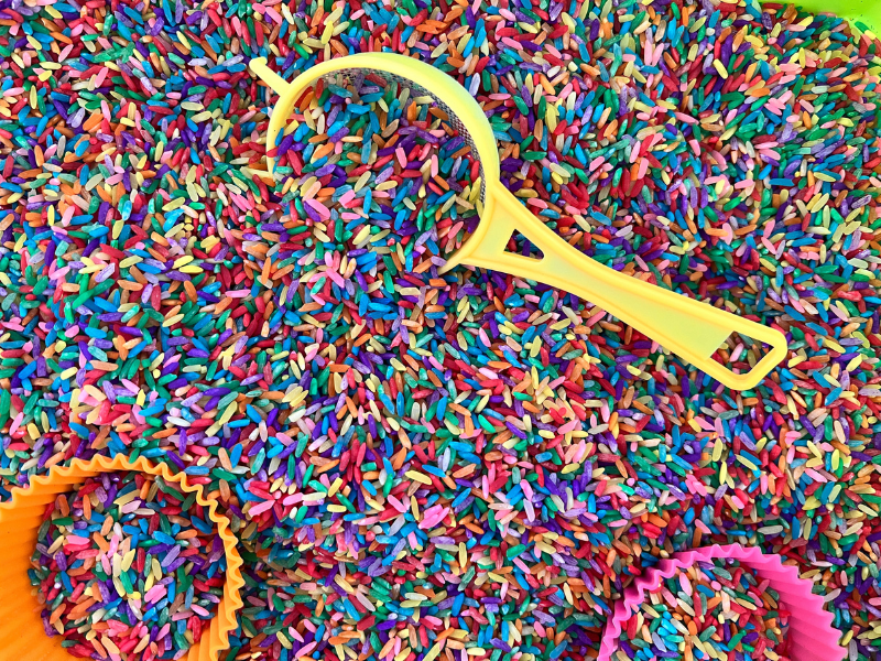 rainbow rice with scoops