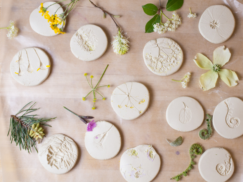 clay leaf pendants for preschool mother's day crafts