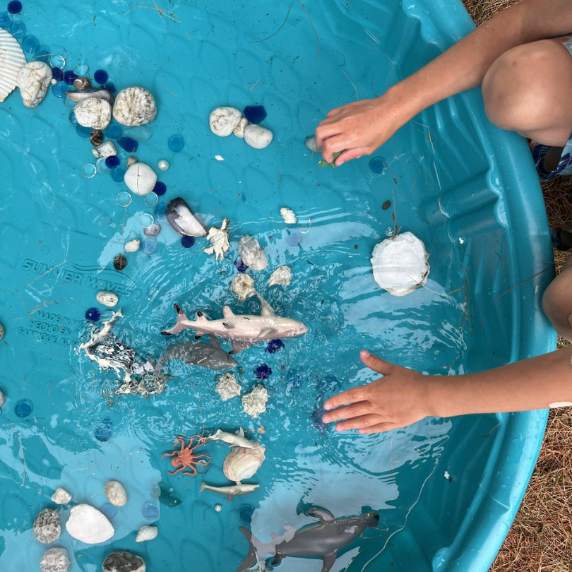 playing in kiddie pool