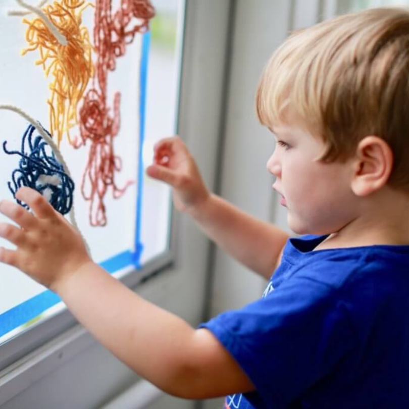 yarn and contact paper