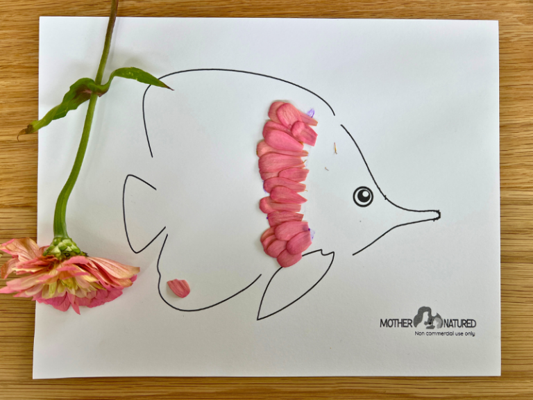 fish craft with flower petals