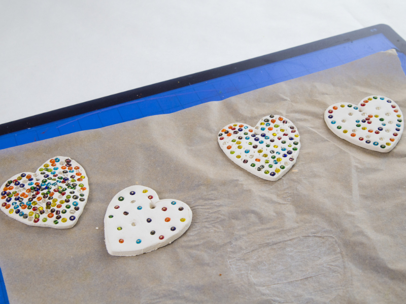 clay heart ornaments