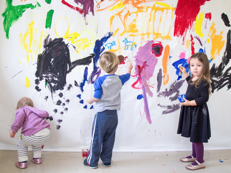 kids painting mural