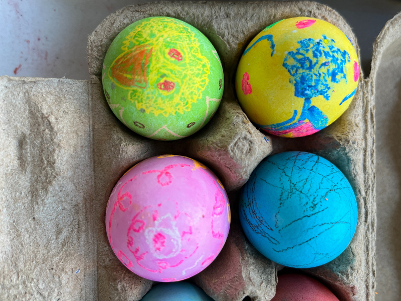 melted crayon eggs