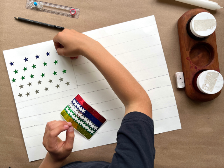 adding stickers to the flag