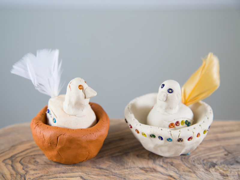 clay birds and nest