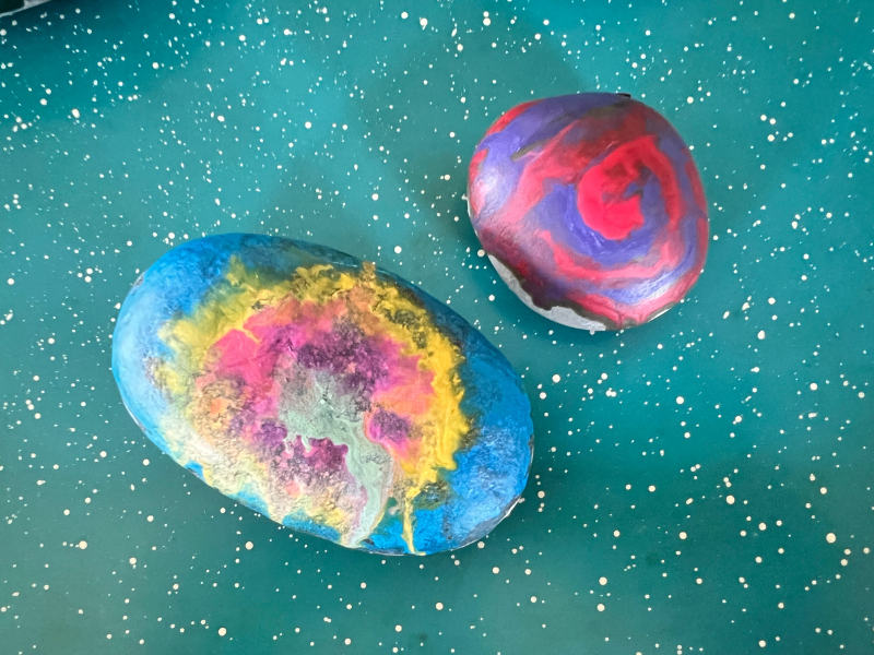 melted crayon stones