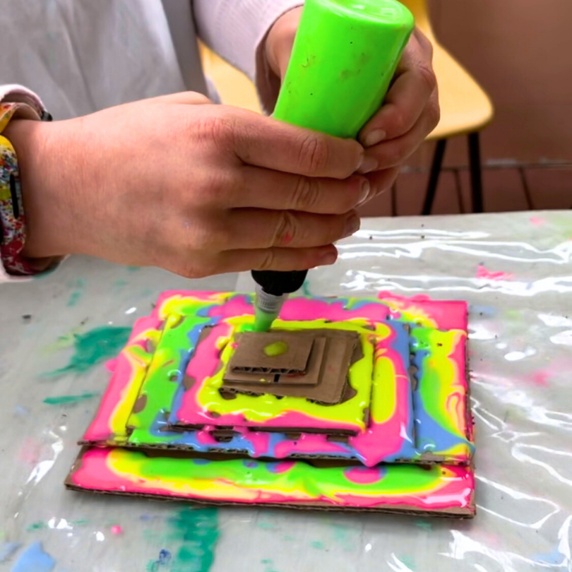 adding glue to cardboard-2