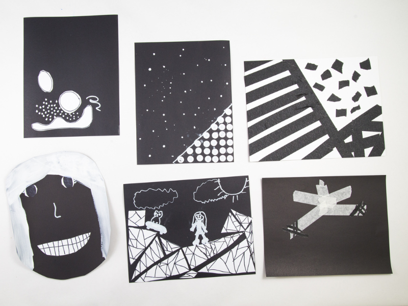 black and white collages