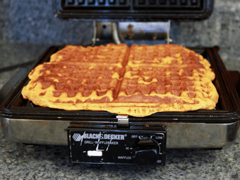 pumpkin waffle on iron